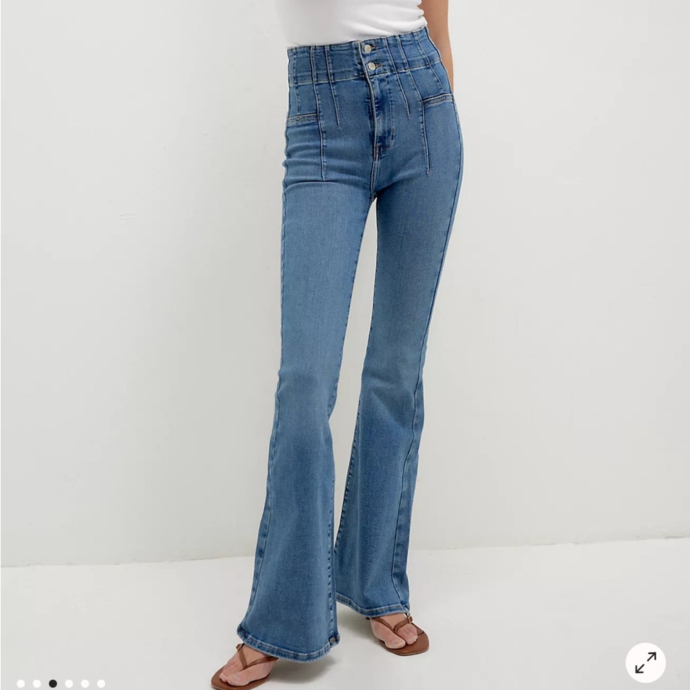 Free People x We The Free Jayde Flare Jeans in Sunburst Blue